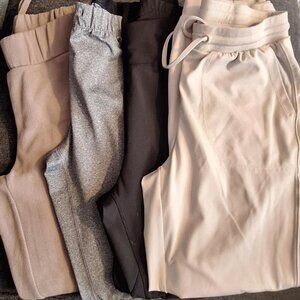 4 Pair Women’s Joggers Sweatpants Bundle Neutral Lounge Pants Casual Athleisure